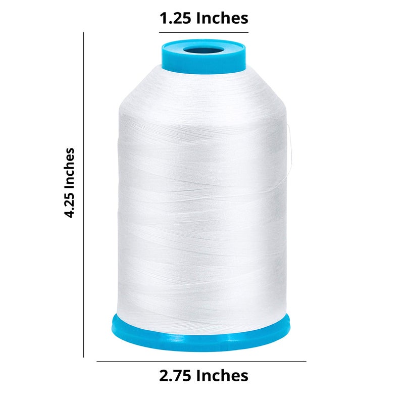 ThreadNanny 2-Pack Premium 90 WT Machine Embroidery Bobbin Thread White - Set of 2 X-Large Huge Polyester Cones 5500 Yards Each Spool Lint Free White Thread - Compatible with All Embroidery and Sewing Machines - Image 2